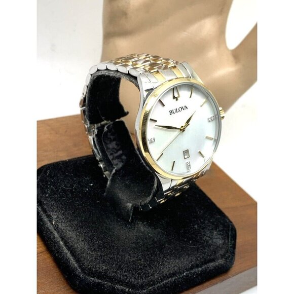 Bulova Women's Watch 98P201 Quartz Diamond Mother of Pearl Dial Two Tone 36mm - Picture 2 of 13